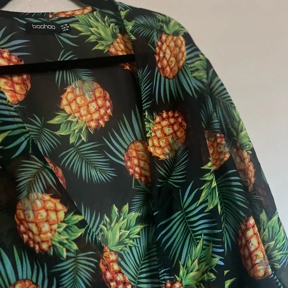 Boohoo Women’s size 16 Tropical Pineapple Print Cover-Up - Picture 4 of 11
